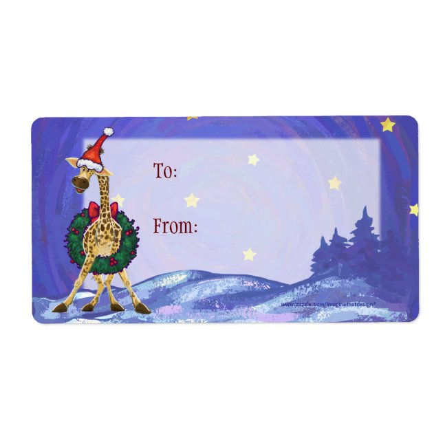 Etiqueta de Navidades de jirafa (Frente)