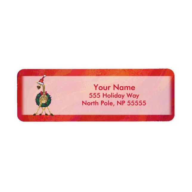 Etiqueta de Navidades de jirafa festiva (Frente)