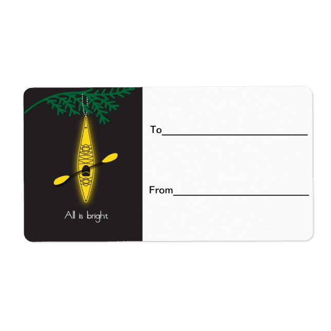 Etiqueta de Navidades de Kayak "Todo es brillante" (Frente)