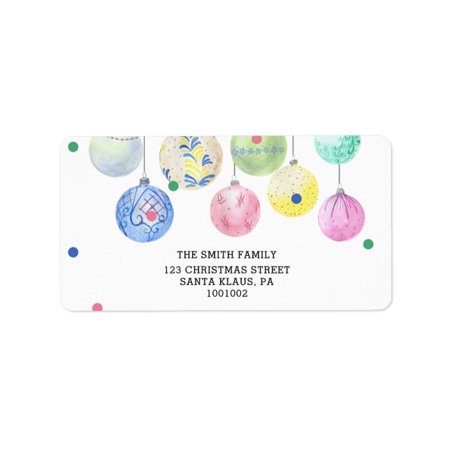 Etiqueta de Navidades de ornamentos de vacaciones (Frente)