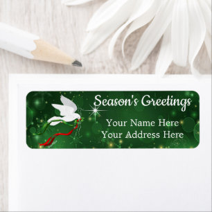 Etiqueta de Navidades de palomas blancas