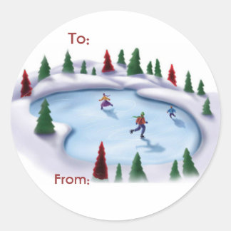 Etiqueta de Navidades de patinaje