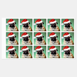 Etiqueta de Navidades de perro de pug
