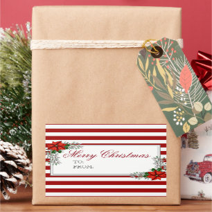 Etiqueta de Navidades de Poinsettia de color de ag