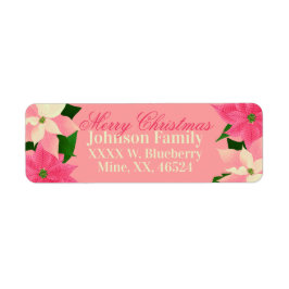 Etiqueta de Navidades de Poinsettia Rosa