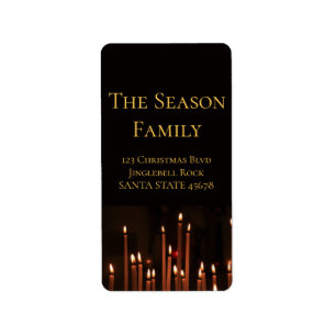 Etiqueta de Navidades de velas en llamas