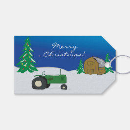 Etiqueta de Navidades Green Tractor y Barn