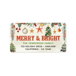 Etiqueta de Navidades merry y luminosos