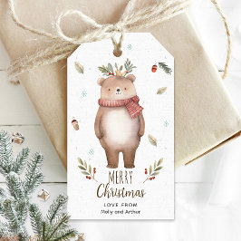 Etiqueta de Navidades personalizados con oso suave