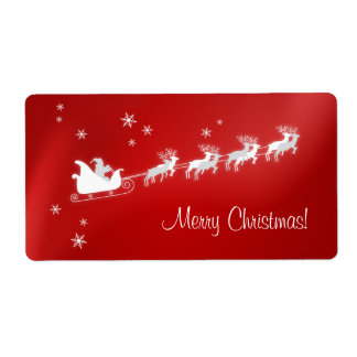 Etiqueta de Navidades rojos de Santa Sleigh