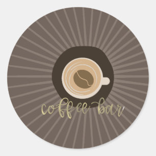 Etiqueta de negocio de barra de café de la cafeter