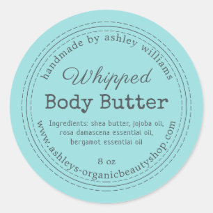 Etiqueta de negocio de Blue Organic Body Butter he