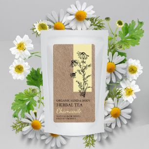 Etiqueta de negocio de Chamomile herbal Tea Kraft