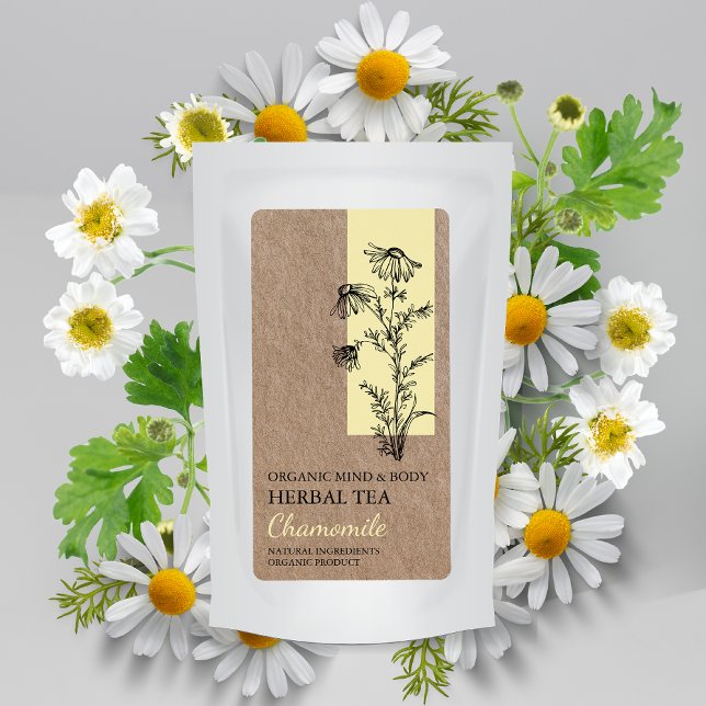 Etiqueta de negocio de Chamomile herbal Tea Kraft (Subido por el creador)