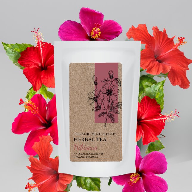 Etiqueta de negocio de Hibiscus Herbal Tea Kraft (Subido por el creador)