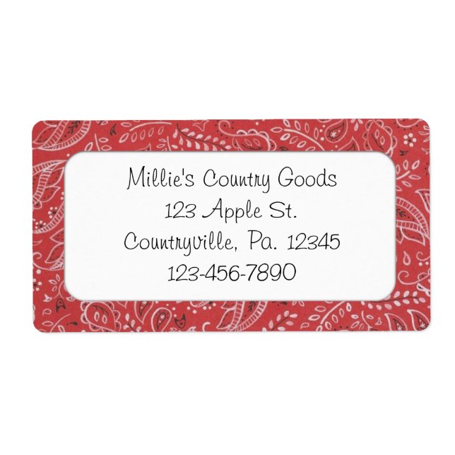 Etiqueta de negocio de país rojo (Frente)