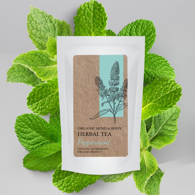 Etiqueta de negocio de Peppermint Herbal Tea Kraft (Subido por el creador)