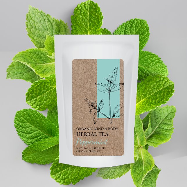 Etiqueta de negocio de Peppermint Herbal Tea Kraft (Subido por el creador)