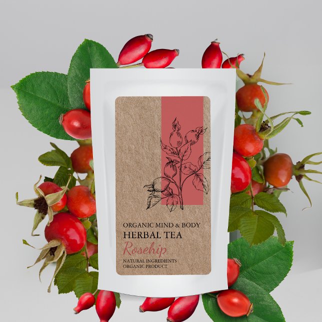 Etiqueta de negocio de Rosehip herbal Tea Kraft (Subido por el creador)