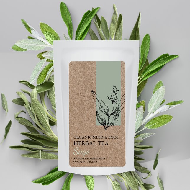 Etiqueta de negocio de Sage Herbal Tea Kraft (Subido por el creador)