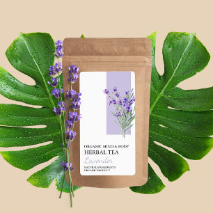 Etiqueta de negocio de té de hierbas de lavanda or