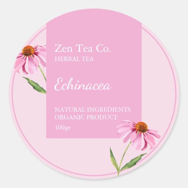 Etiqueta de negocio de té herbal Echinacea (Anverso)