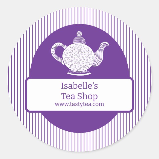 Etiqueta de negocio de tetera de carpintero púrpur (Anverso)