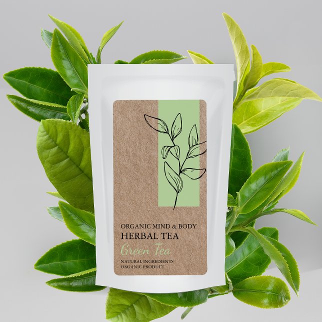 Etiqueta de negocio del té verde ecológico herbal  (Subido por el creador)