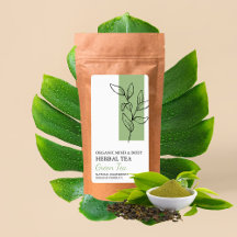 Etiqueta de negocio del té verde ecológico herbal