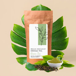 Etiqueta de negocio del té verde ecológico herbal