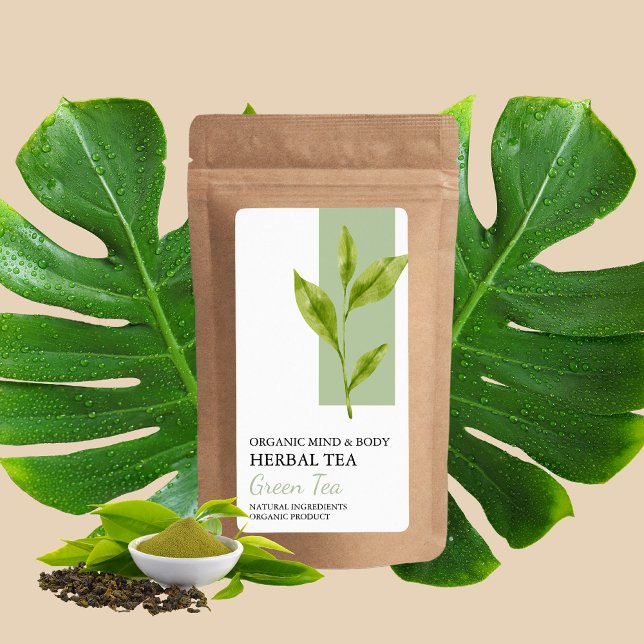 Etiqueta de negocio del té verde ecológico herbal (Subido por el creador)