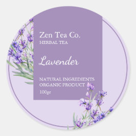 Etiqueta de negocios de té de hierbas de Lavender