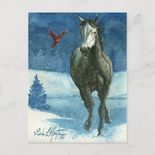 Etiqueta de nieve Tarjeta postal de caballo salvaj