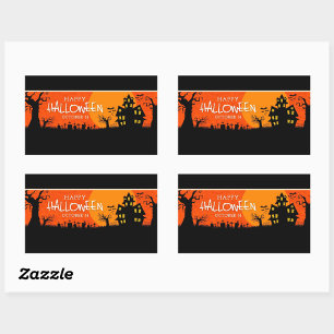 Etiqueta de Noche de Halloween Embrujada