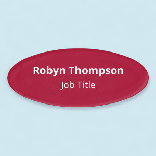 Etiqueta De Nombre 3x2 Red Acrílico Oval Nametag Magnético Profesiona