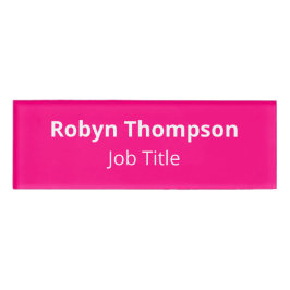 Etiqueta de nombre acrílico de color rosa caliente
