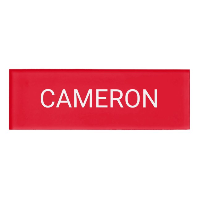 Etiqueta de nombre acrílico rojo distintivo magnét (Anverso)