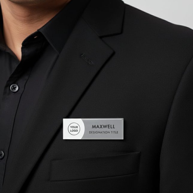 Etiqueta De Nombre Add Logo | Modern Simple Elegant Magnet Title (Subido por el creador)