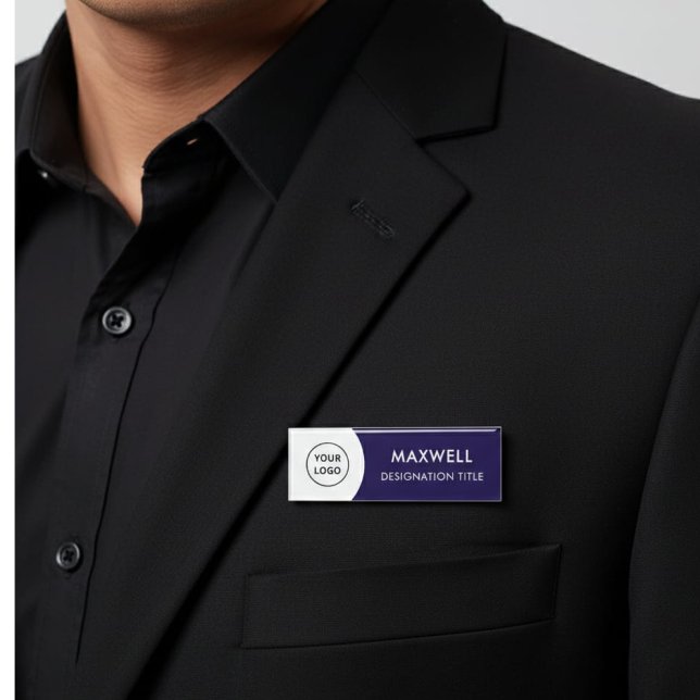 Etiqueta De Nombre Add Logo | Modern Simple Elegant Magnet Title (Subido por el creador)