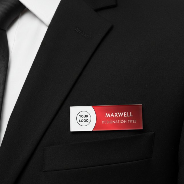 Etiqueta De Nombre Add Logo | Modern Simple Elegant Magnet Title (Subido por el creador)