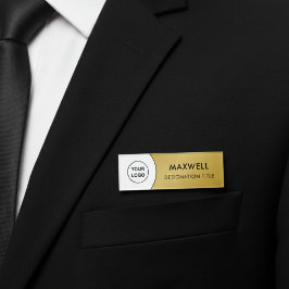 Etiqueta De Nombre Add Logo | Modern Simple Elegant Magnet Title