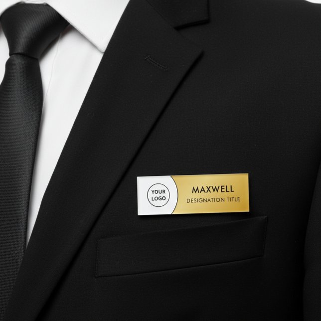 Etiqueta De Nombre Add Logo | Modern Simple Elegant Magnet Title (Subido por el creador)