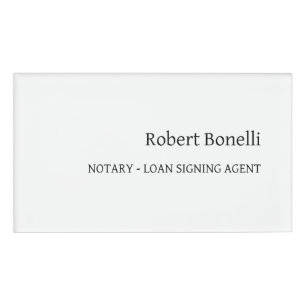 Etiqueta De Nombre Agente de préstamo notarial moderno de color blanc