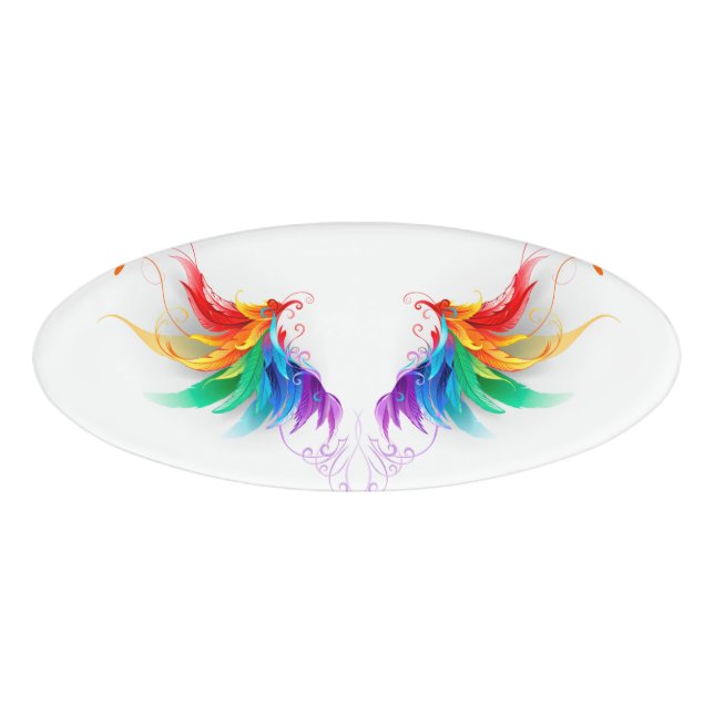 Etiqueta De Nombre Alas del arco iris fluidas (Anverso)