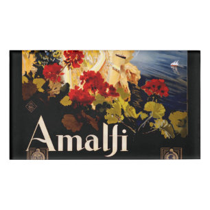 Etiqueta De Nombre Amalfi Italia Viaje Afiche Arte Gráfico