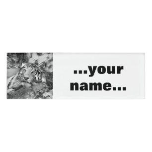 Etiqueta De Nombre AnimalArtBW_Tiger_002