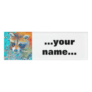 Etiqueta De Nombre AnimalMix_Raccoon_001