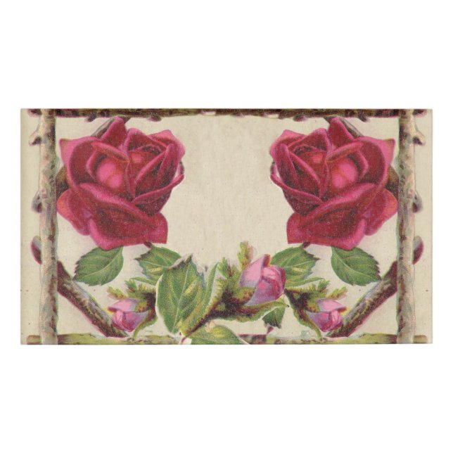 Etiqueta De Nombre Antigüedad victoriana antigua rosa rústica (Anverso)