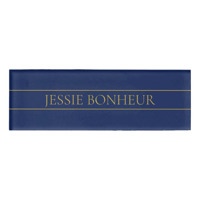 Etiqueta De Nombre Apellido o empresa Navy Blue & Gold Name (Anverso)