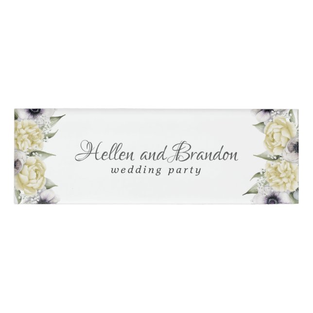 Etiqueta De Nombre armazón de flores color pastel de moda Shabby (Anverso)